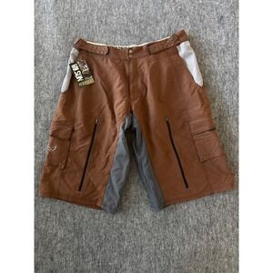 Spectrum Techwear Men's Brown Cargo Zip Mnt Biking Shorts‎ Size XXL Long- NWT